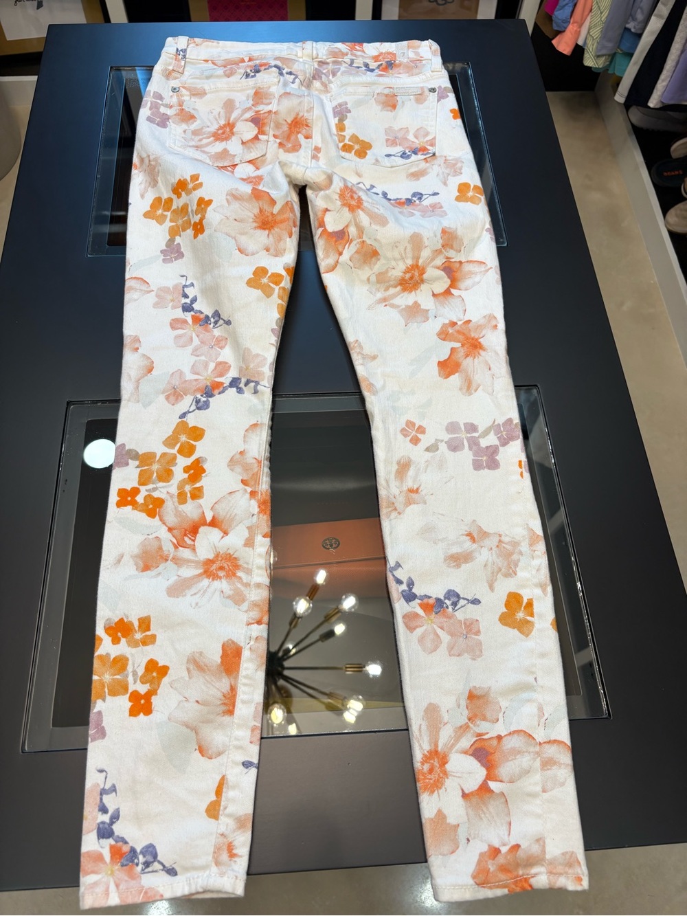 7 For All Mankind Floral Skinny Jeans - White, Orange, Light Blue & Purple - Picture 4 of 12